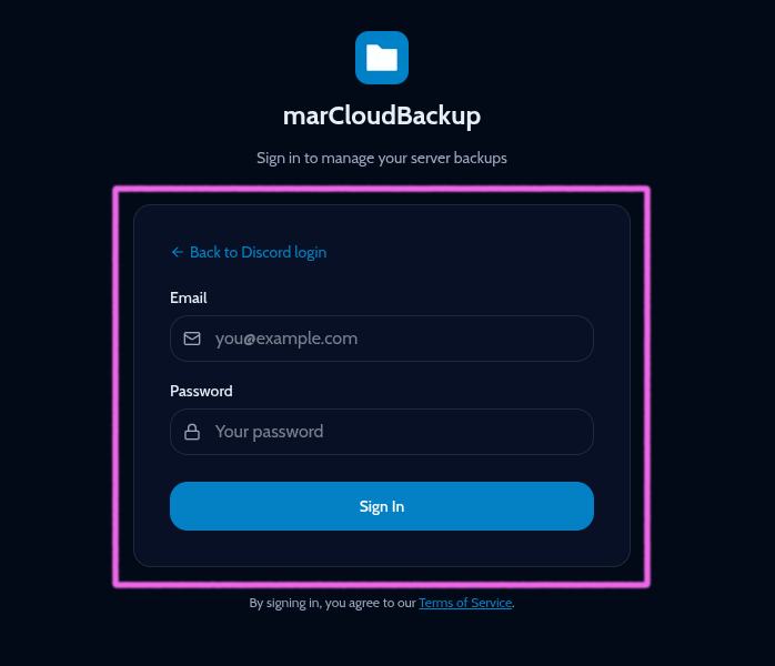 Sign in with email form