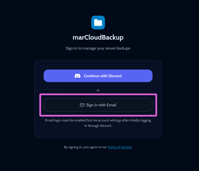 Main login form