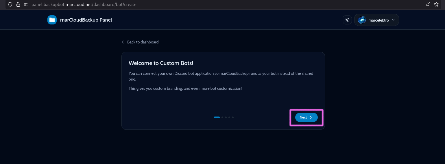 Custom bot setup wizard
